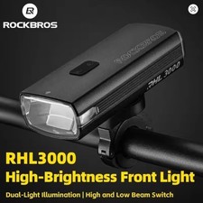 ROCKBROS Bike Headlight 3000 Lumen Temperature Control Waterproof Type-C Charge