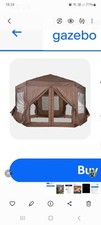 4m X 4m Brown Hexagonal Gazebo with Waterproof And Insect Screens
