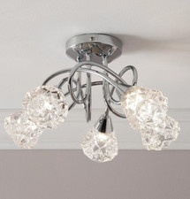 Dico 5 Way Ceiling Light Sparkly Lighting Mild Steel Glass 34cm for Home Decor