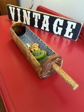 Wooden Serving Dish Double Handled Blue Moroccan Inspired design gift idea  