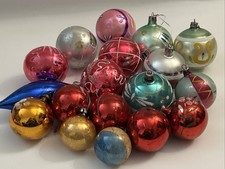 Vintage 18 x Mercury Glass Christmas Baubles 1950s Era Rare Multicoloured Set