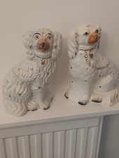 Vintage Staffordshire Flatback Mantle Dogs 