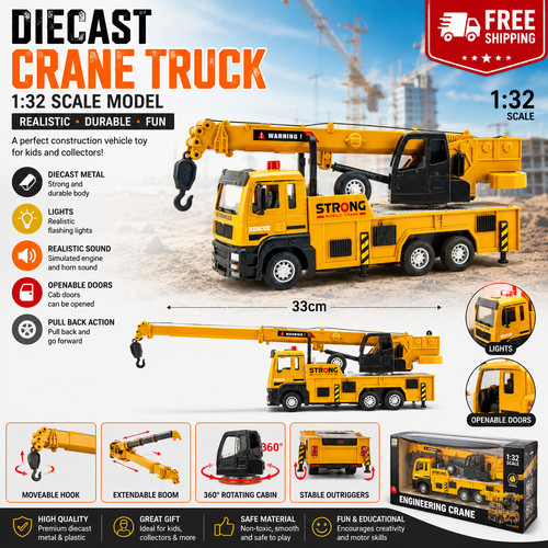 Diecast crane truck - crane,