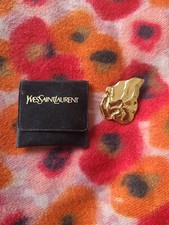Original Yves St Laurent Gold Leaf Pin Brooch, With Original Pouch 