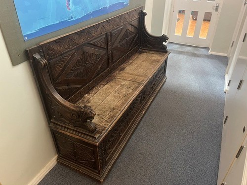 Hand carved box settle bench - settle,