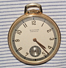 CLEAN! 1940 VTG ART DECO 14k SOLID GOLD WALTHAM PREMIER COLONIAL POCKET WATCH