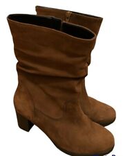 Gabor Hovercraft Suede Leather Best Fitting Tan Brown Mid Calf Boots UK6 Ex Cond