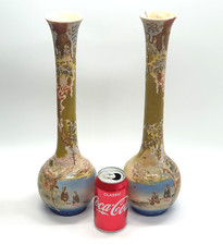 Pair of Antique Meiji Period Japanese Satsuma Vases