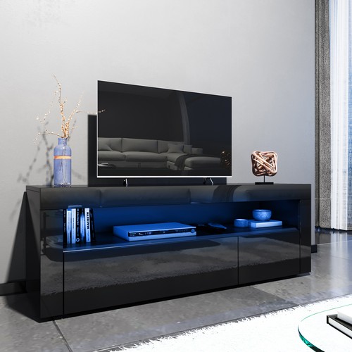 Black unit cabinet with led - tv,