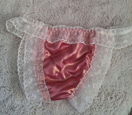 Sissy pink satin tanga panties - satin,