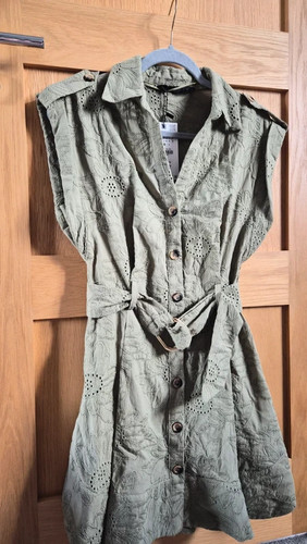 Zara green embroidered dress