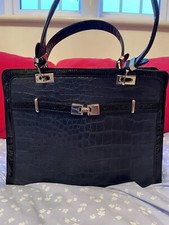 Juno Navy & Black Mock Croc Handbag Gold Hardware Excellent Condition