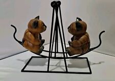 Wooden Cats On Swing/seesaw - Vintage And Unusual/rare