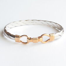 Bangle Bracelet Hook White / Rose Gold 9 Carat Two Tone Ladies Heavy Wei - 22.2g