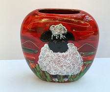 Anita Harris Art Pottery Purse Vase -Valais Black Nose Sheep -Signed Anita 12cm