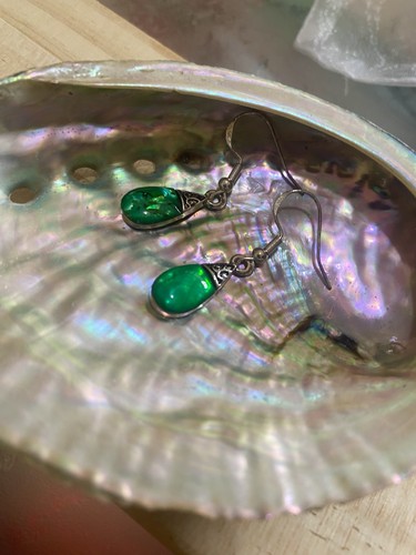 Abalone green earrings with - abalone,