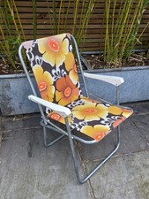Vintage Floral Folding Deck Chair 70s  Garden Camping Festival Retro Campervan 