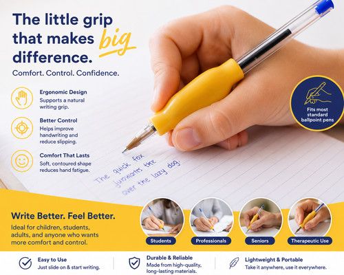 Ergonomic pen grip writing aid - pen,