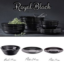 Black dinnerware bowl plates - black,