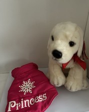 Keel Toys  11” Golden Labrador Puppy Red Bow With Jacket Soft Toy 