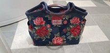 Cath Kidston Red Floral Zip Up Bag With Navy Blue Handle Straps