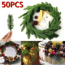 50pcs Artificial Plant Pine Branch Fake Xmas Tree Decor Home Christmas Ornament 