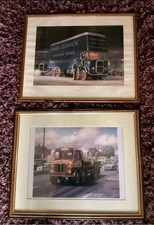 2 X Old Vintage Waggon Pictures Lorry Flat Bed Truck