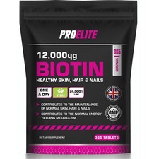 BIOTIN 12,000mcg - 365 TABLETS. MAX STRENGTH. HEALTHY HAIR, SKIN & NAIL GROWTH