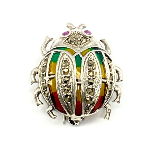Silver beetle brooch - silver, 925