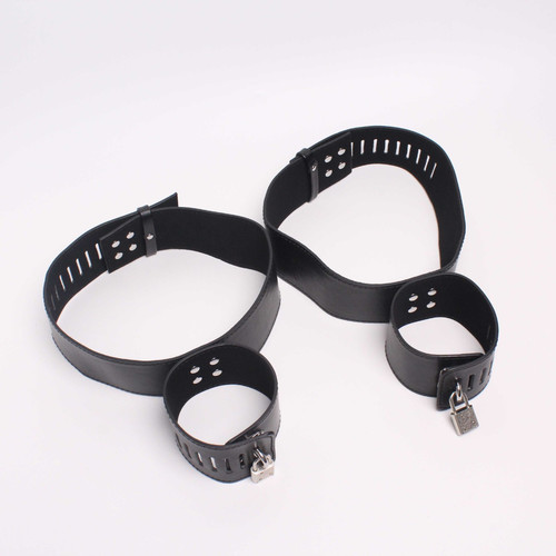 Leather handcuffs thigh - pu,