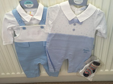 baby boy clothes dungarees & Top , Sleepsuit ,Hat, Socks Newborn bundle new
