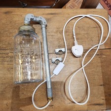 Industrial/ Steam Punk Style Wall Mounted Plug In Kilner Jar Lamp