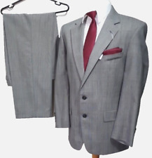 Mr Harry mens 2 piece suit Ch42R W36" L31" Black mix Glen plaid Turn up hems ptu