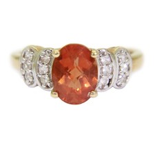 Andesine & White Zircon Cluster 9ct Yellow Gold ring size J 1/2 ~ 5