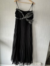 Forever Unique Ladies Maxi Dress Black Pleated Size 14 Sequin Bow Stunning Lined