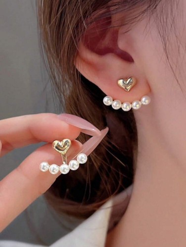 Heart design stud earrings - heart,