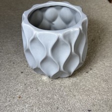 Medium Plant Pot Grey Wave Texture Ceramic Flower Kitchen Herb Indoor Planter