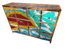 Reclaimed Eco Friendly Boat Solid Wood 12 Drawer Chest in Multi color