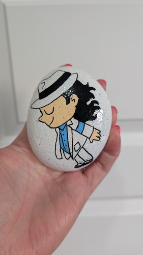 Hand painted pebble michael - hand,