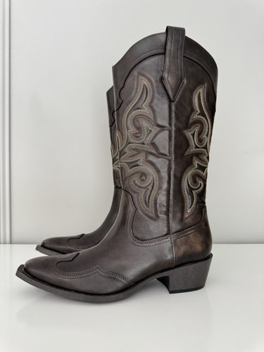 Zara women leather brown - zara,