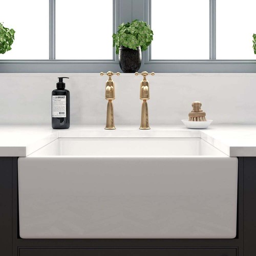 Gloss white ceramic farmhouse - white,