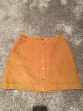 LADIES SHORT A LINE TAN FAUX SUEDETTE SKIRT BY NEW LOOK - SIZE UK 10
