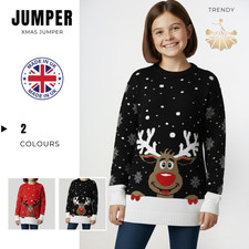 Girls Reindeer Xmas Jumper