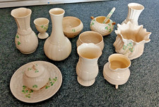 Vintage Mixed Collection of Belleek Irish ceramic pieces x12 vases egg cup......