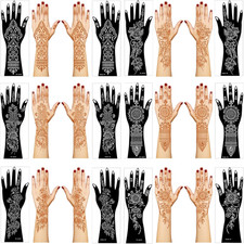 Henna Tattoo Stencil Kit,12 Sheets Stickers for Henna Tattoo Hand Forearm Glitte