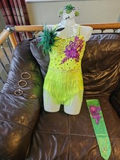 Flourescent Green Freestyle Dance Costume Suit Size 10 12 Age 14 15 16 Adult