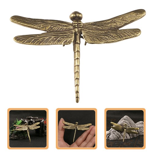 Golden brass mini dragonfly - golden,