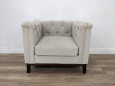 ARMCHAIR Grey Velvet Buttoned Square Back Sides Removable Cushion FREE DELIVERY