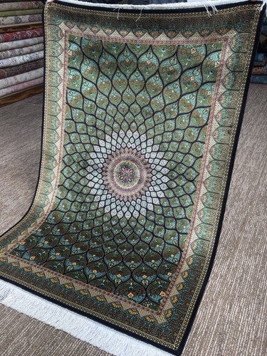 Silk rug ft floral dome - x,