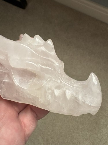 Rose quartz dragon head - rose,